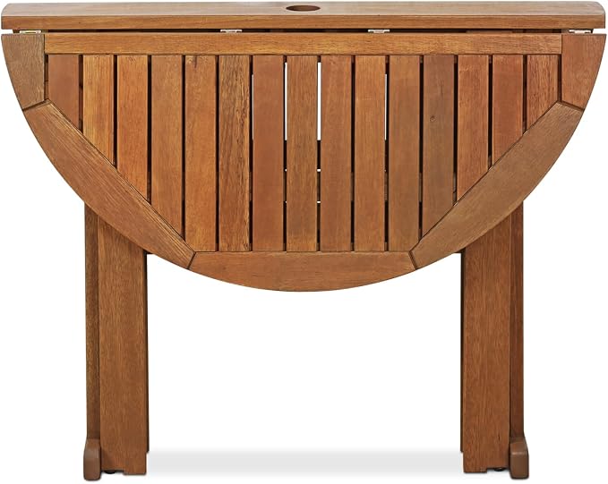 Furinno TIOMAN Patio Table, Gateleg Round Outdoor Side Table, Coffee Table, for Patio, Garden, Porch, Natural