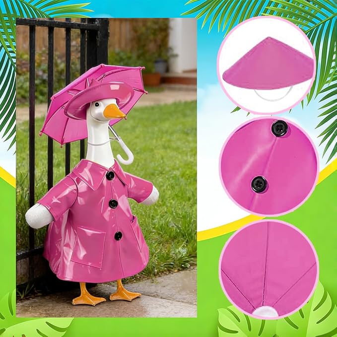 Raincoat Porch Goose Outfits,Spring Summer Lawn Goose Statue Raincoat Clothes,Fits 23" Geese Statue, for Summer Outdoor Patio Yard Lawn Garden Decoration(Raincoat-Pink)