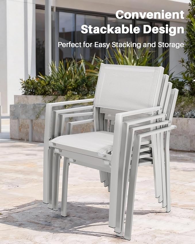 11 Pieces Expandable Outdoor Dining Set for 10, Aluminum Patio Dining Set with 2 Swivel Chairs, Extendable Dining Table with Wood Grain Tabletop and Stackable Textilene Chairs for Deck, Yard