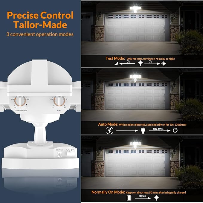 LEPOWER Solar LED Security Lights, PIR Motion Sensor Outdoor, 1600LM, Yard | 5500K Daylight, 72FT180° Motion Sensor Flood Light, 3 Adjustable Head, Easy Install, IP65 Waterproof for Porch, Patio, Garage