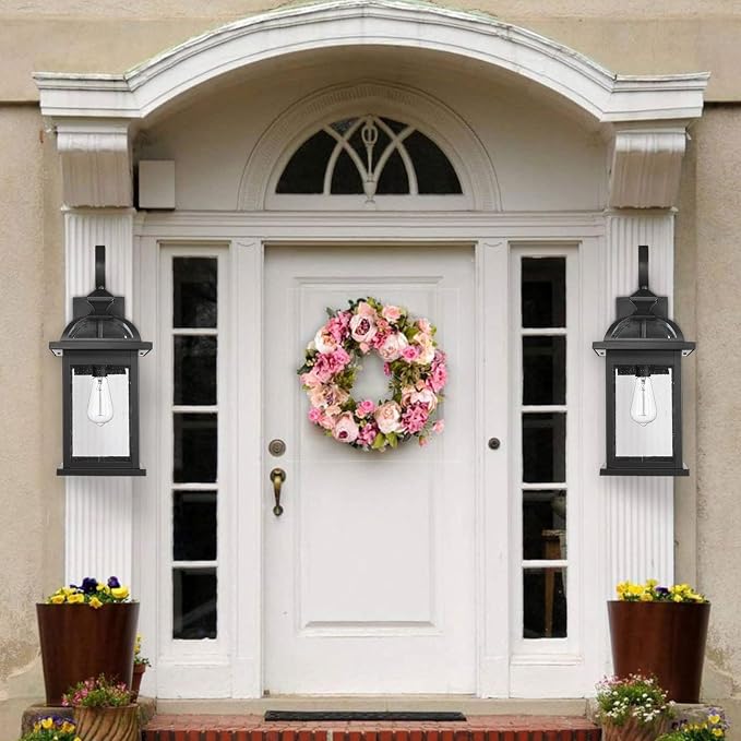 Darkaway 2pcs Outdoor Lights Fixtures Wall Mount, Large 22inch Outdoor Wall Sconce Lights with Seeded Glass Waterproof Outside Exterior Lights Fixture for House Front Porch Patio