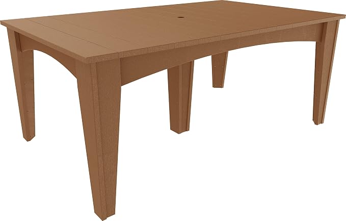 LuxCraft Poly Island Dining Table, 44" x 72" Rectangular Outdoor Patio Table, Made with Recycled Plastics, Made in USA (Antique Mahogany)