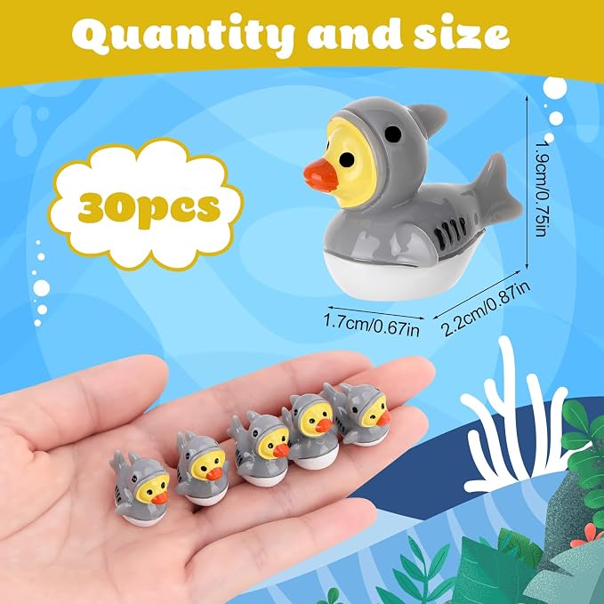 30 Pcs Shark Ducks, Mini Shark Resin Ducks Bulk