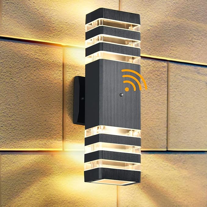 DASTOR Dusk to Dawn Outdoor Lighting, Square Up and Down Outdoor Wall Light, Aluminum Waterproof Exterior Light Fixture for House Porch Garage
