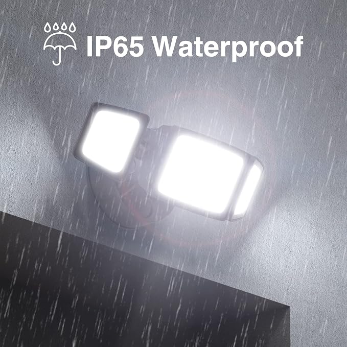 Onforu 80W LED Dusk to Dawn Flood Lights, 8000LM Brown Exterior Security Outdoor Lighting,IP65 Waterproof Outdoor 3 Adjustable Heads Photocell Light Fixture,6500K Floodlight for Garage,Patio,Yard