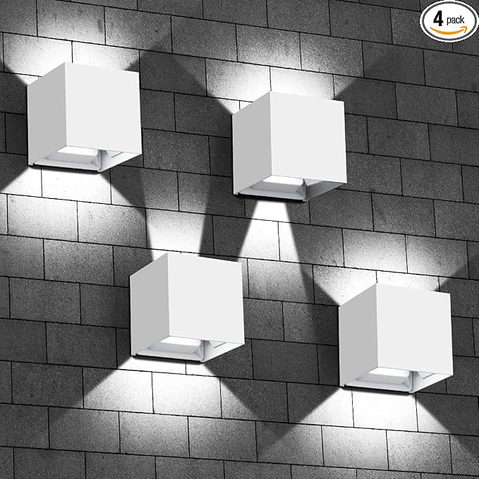 ledmo LED Outdoor Sconses Light Up and Down Wall Lights Aluminum IP65 4.7-Inch 20W High Power 6000K Cold White 1800LM Modern Exterior Lighting Fixture for Patio Home Yard 4 Pack