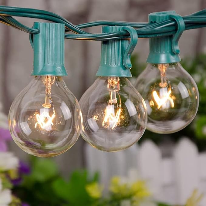 25Ft Outdoor Christmas String Lights, G40 Warm White Christmas Decorations Lights with 27 Incandescent Globe Bulbs, Vintage Christmas Lights for Xmas Tree Party Backyard Wedding Garden Holiday Patio