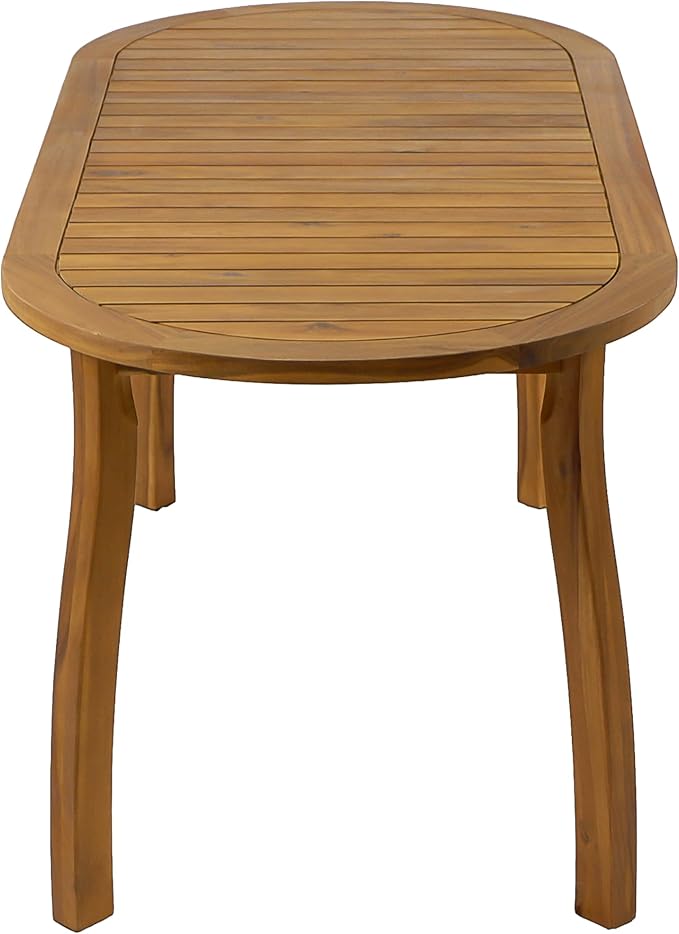 Christopher Knight Home 7 Piece Outdoor Dining Set, 70" Oval Acacia Wood Patio Table with 6 Rope Woven Dining Armchairs with Cushions, Teak Finish Outdoor Table and Chairs for Patio Deck Garden Dining