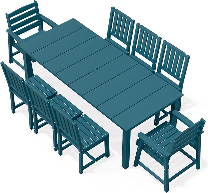 AreShark Patio Dining Chair Set of 2,All Weather HDPE Outdoor Dining Armless Chairs with Wide Seat and Backrest,Weatherproof Patio Chairs for Garden,Backyard,Deck,Navy Blue
