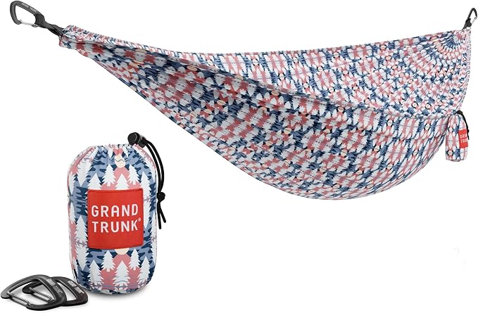 GRAND TRUNK TrunkTech Double Hammock | Ultra-Strong & Lightweight | 11 ft Hammock with Ripstop Nylon | 500 lb Capacity | Fast-Drying & Weather-Resistant | Wild Forest