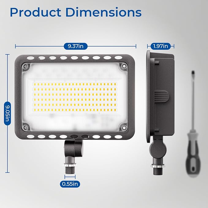 CINOTON 120W LED Flood Lights Outdoor, IP65 Waterproof Exterior Security Wall Lights with 180°Knuckle, 16800LM 120V Outside Aluminum Lighting Fixture for Courtyard Barn Garage 5000K 2 Pack, UL Listed