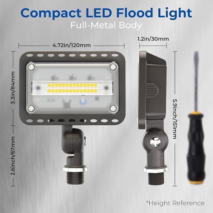 CINOTON 20W LED Flood Lights Outdoor, IP65 Waterproof Exterior Security Wall Light with 180°Knuckle, 2800LM 120V Outside Aluminum Lighting Fixture for Yard Patio Garage Doorway 3000K 2 Pack, UL Listed