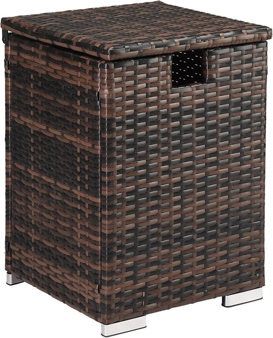 Zimtown 61L Outdoor Rattan Side Table with Gas Bottle Storage - Wicker Patio Garden Furniture for Outdoor Use,for Backyard or Patio