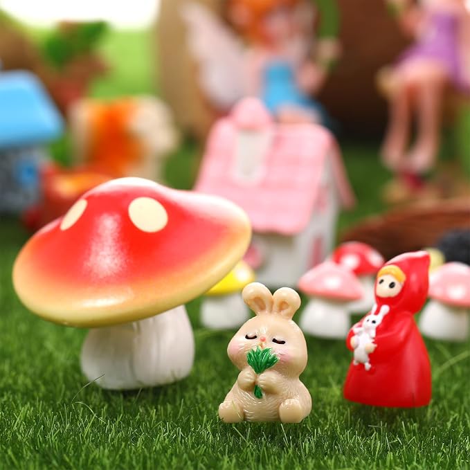 30 PCS Mini Fairy Garden Accessories, Miniature Garden Ornaments Tiny Fairies Figurines Animal Plant Set for Landscape DIY Terrarium Potted Plants Dollhouse Desk Decor