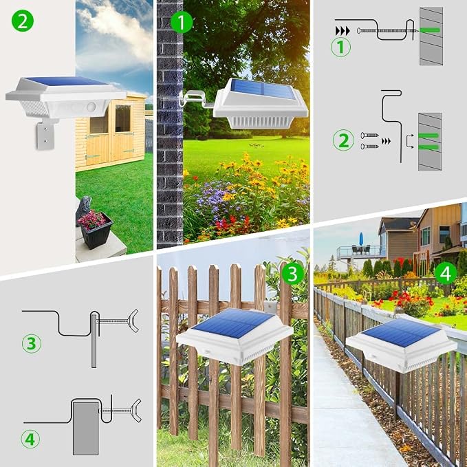 Gutter Lights,40 LED Solar Patio Decor Lights, Deck Lights Outdoor Waterproof Fence Lights for Wall Backyard Porch, Patio, Pool,Step Stairs, Yard, Garden, Pathway (6Pack_White,Warm White Light)