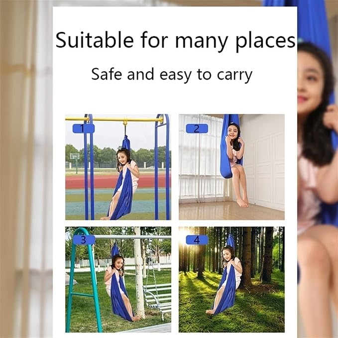 Hammock Swing Chair for Adults, Sensory for Kids, Cuddle Adjustable Aerial Yoga, Therapy Snuggle Children Autism ADHD and Aspergers (Color : Dark Green, Size : 150x280cm/59x110in)