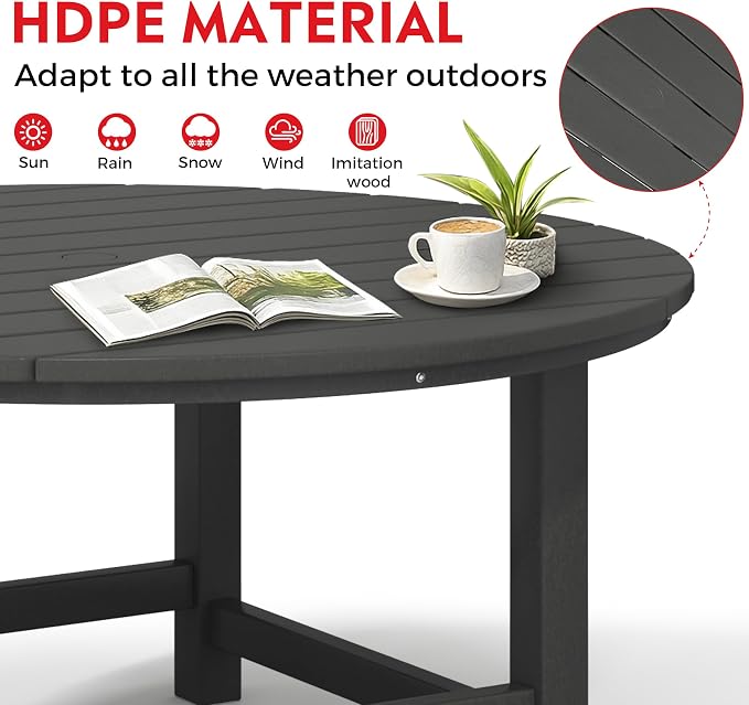 Costaelm Kids Dinner Table, Toddler Play Desk Student Desk Outdoor Childrens Picnic Tables for Children Arts & Crafts, Snack Time, Multi-Activity Table for Ages 2-8 in Home/Outside, Gray