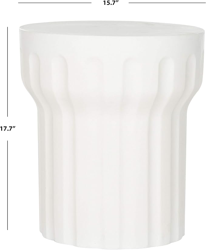 Safavieh Outdoor Collection Vesta Modern Concrete Ivory Round 15.3-inch Accent Table