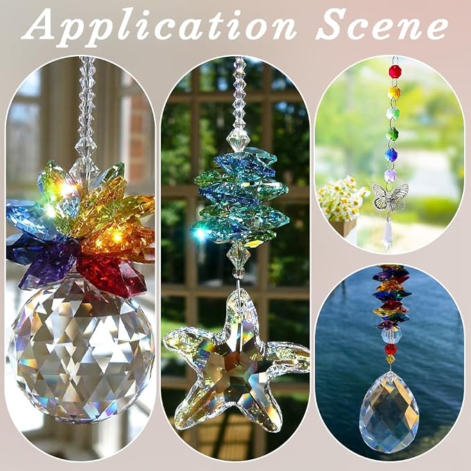 1 Box 120Pcs 10 Colors 14mm Crystal Glass Octagon Beads Colorful Suncatcher Beads Bulk 2 Hole Prism Chandelier Replacement Connector Faceted Spacers for DIY Lamp Hanging Pendant Jewelry Craft