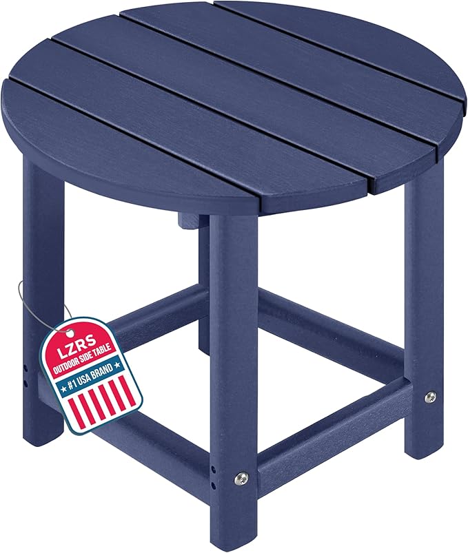 LZRS Adirondack Patio Side Table End Table, Outdoor Coffee Tables for Patio, Backyard,Pool, Indoor Companion, Easy Maintenance & Weather Resistant(Navy Blue)