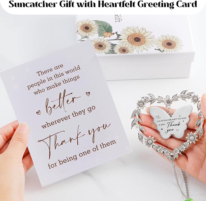 Appreciation Gift for Women Teacher, Thank You Suncatcher for Coworkers | Farewell Gifts for Boss Nurses Employees Volunteers Friends, Crystal Hanging Ornament Window Decor with Thanks Card