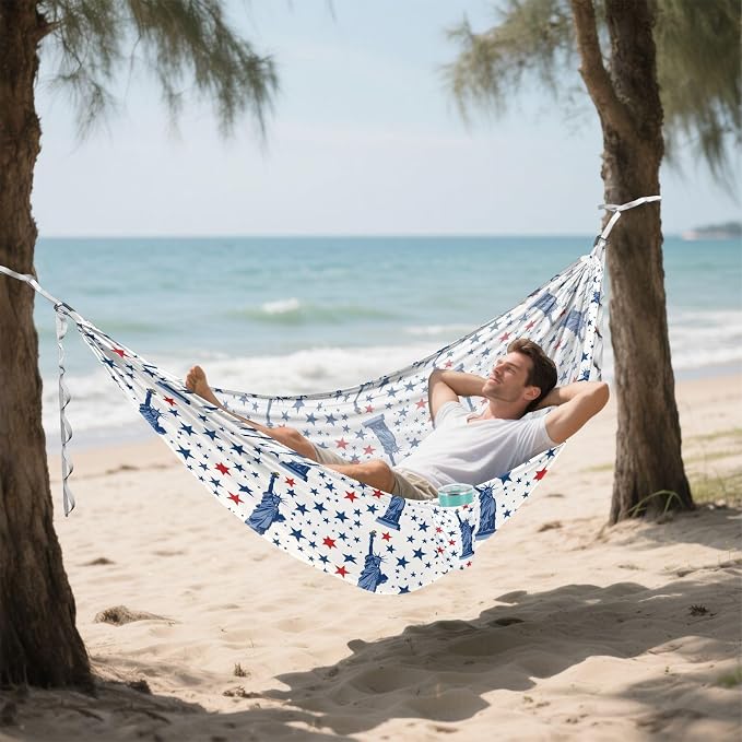 Camping Hammock Outdoor Hammocks for Outside The Statue of Liberty 1 Beach Trees Portable Lightweight with Pockets Tree Straps Indoor Small
