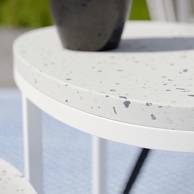 Generic Terrazzo Outdoor Nesting Tables – 2pc Set, White