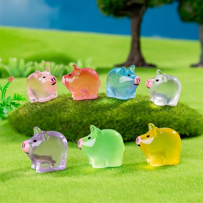 70 Pcs Mini Resin Pig Figurine Bulk Mini Pig Figurine Cake Decorations Cute Miniature Resin Sculpture Ornament Micro Landscape Office Garden Desk Party Tabletop Decor