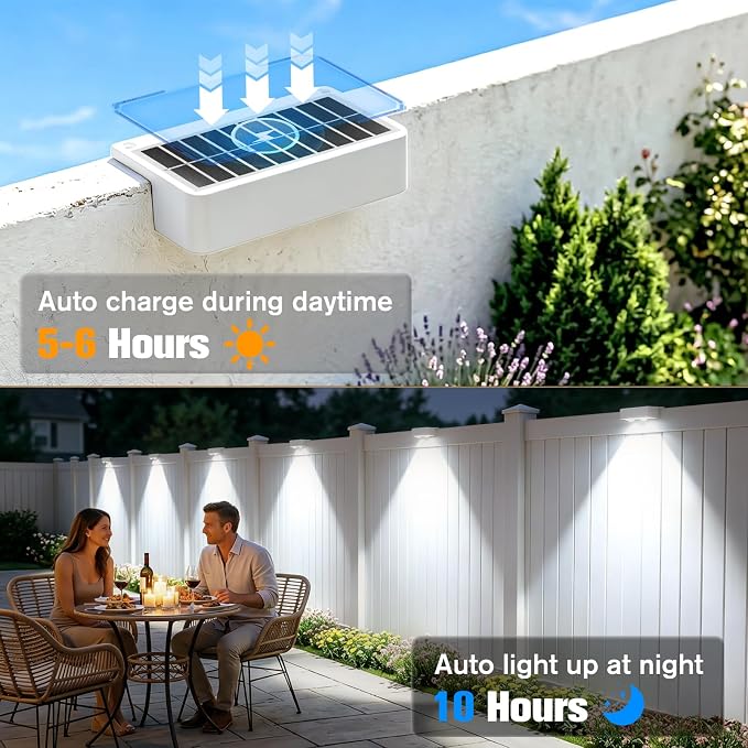 Bridika Solar Deck Lights Outdoor with Remote, L-Shaped Design, White 16 | Remote sync all lights, 9 Colors & 3 modes, LED, IP65 waterproof, Dusk to dawn, for fence/deck/patio/stairs/railing/wall