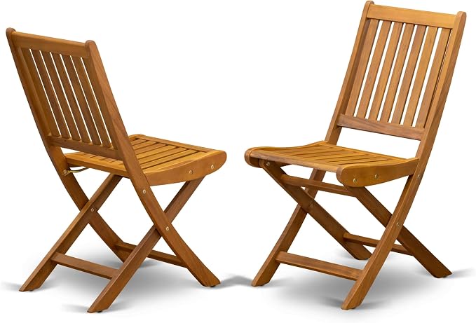 East West Furniture BSDK7CWNA 7 Piece Outdoor Patio Dining Sets Consist of an Oval Acacia Wood Table and 6 Folding Side Chairs, 36x79 Inch, Natural Oil