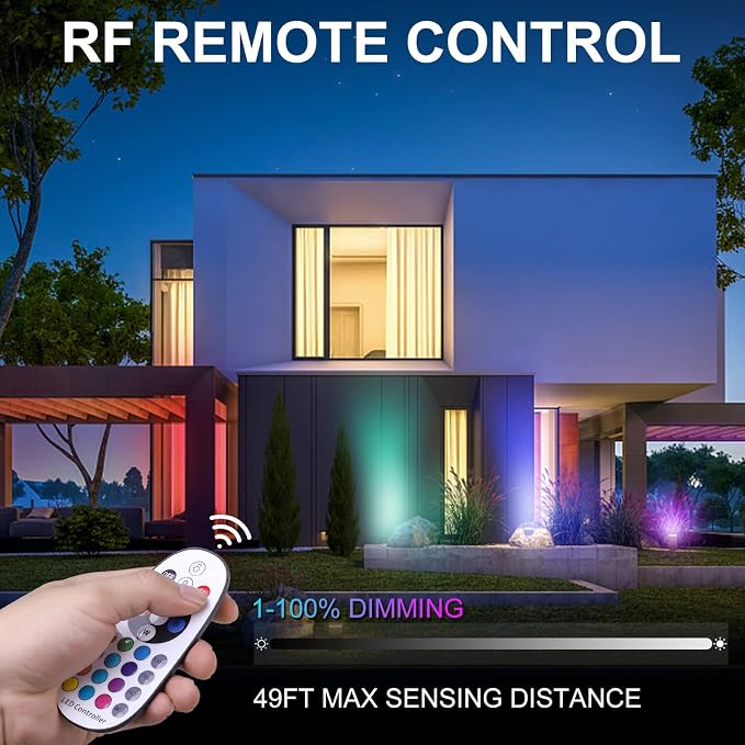 RGB Outdoor Spotlight 10W LED Color Changing Landscape Lights with Remote Control 12V~24V Landscape Lighting Waterproof Spot Lights Outdoor for Yard Garden Patio Lawn Halloween Decorative, 10Pack