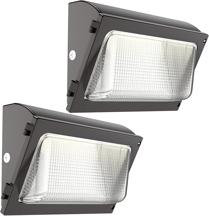 HYPERLITE LED Wall Pack Light 120W 2Packs with Dusk to Dawn Photocell and Glass Lens LED Security Flood Commercial and Industrial Outdoor LED Wall Lights Out Door for House Warehouses UL Listed