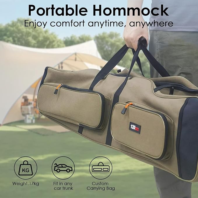 Portable Hammock with Quick Setup Folding Stand & Adjustable Sunshade Canopy & Storage Bag, Adult/Child Hammock Chair, for Camping Home Garden Hotel Outside Beach Forest (Green)