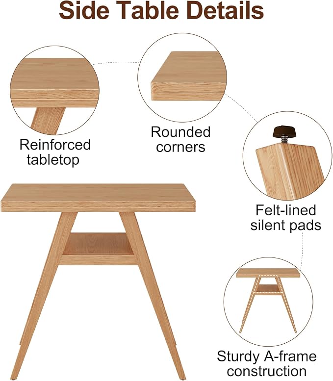 Solid wood Bistro dining table set 3 pcs Outdoor Patio Dining table Set of 2 with upholstered chairs Stackable Chair and Table Design Patio Conversation Set for Lawn,Deck,Backyard,Natural wood color