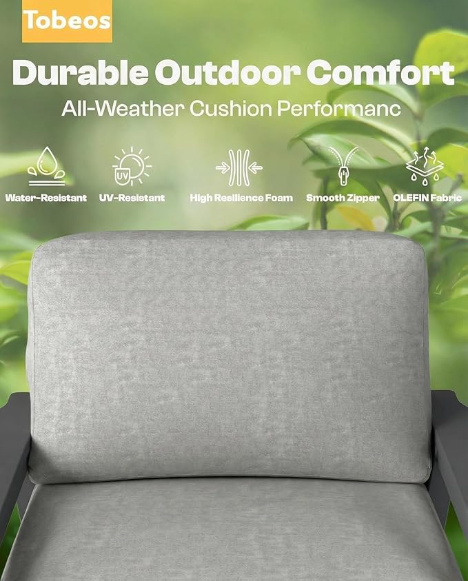 HDPE Patio Furniture Set 8 Seats, Outdoor Couch with Washable Thick Gray Cushions & Side Table, Outdoor Sectional Furniture for Backyard, Deck, Lawn, Porch (Gray Frame)