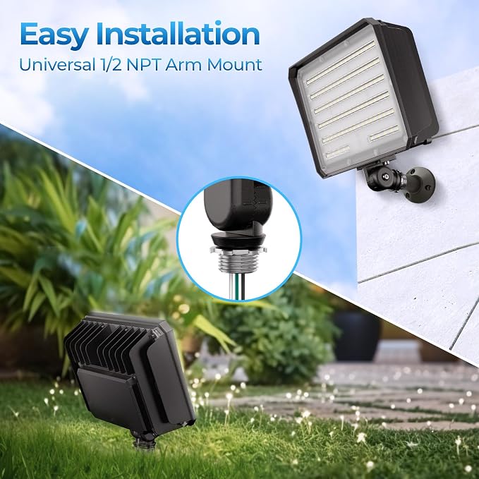 CINOTON 100W 14000LM LED Flood Lights Outdoor, 5000K, ETL Listed, 2 Pack | IP65 Waterproof Exterior Security Wall Pack with 180°Knuckle, 100-277V Outside Aluminum Fixture for Warehouse Porch Garage