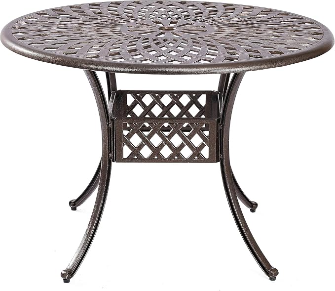 41-Inch Outdoor Dining Table, Cast Aluminum Patio Furniture, Round Table,Outdoor All-Weather Cast Aluminum Dining Furniture,Patio Furniture Patio Furniture Outdoor Table