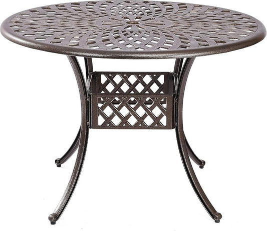 41-Inch Outdoor Dining Table, Cast Aluminum Patio Furniture, Round Table,Outdoor All-Weather Cast Aluminum Dining Furniture,Patio Furniture Patio Furniture Outdoor Table