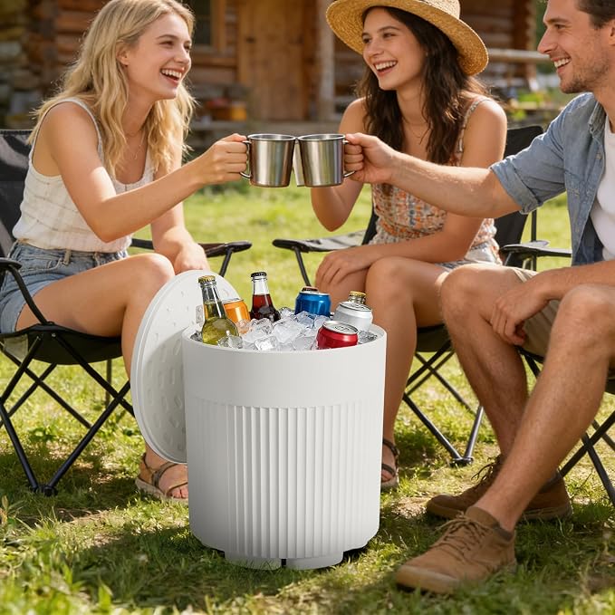 FONTOI Outdoor Cooler Side Table 2 Pack, 2 in 1 Ice Chest Side Table,as Cooler Side Table,Cooler Table for Patio, Parties Picnics, Beach