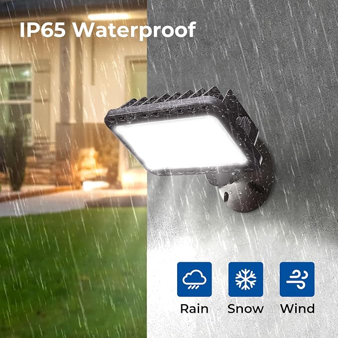 CINOTON 20W LED Flood Lights Outdoor, IP65 Waterproof Exterior Security Wall Lights with 180°Knuckle, 2800LM 120V Outside Aluminum Lighting Fixture for Patio Porch Barn Garage 5000K 2 Pack, UL Listed