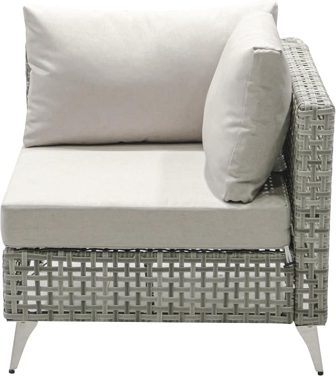 VilroCaz 8-Piece Outdoor Patio Furniture Set, Wicker Sectional Sofa wThick Seat Cushions, All-Weather Conversation Sofa Sets with Coffee Table for Outdoor Couch, Porch, Backyard (Grey-8C)