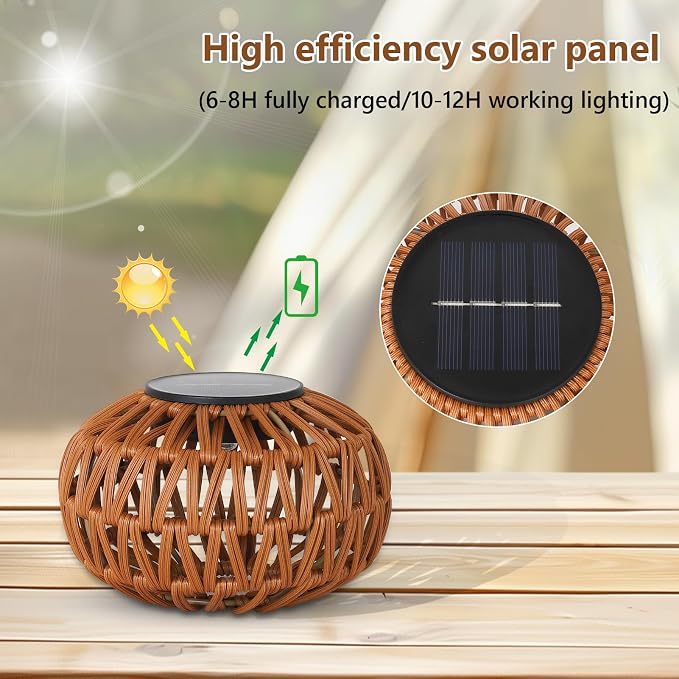 2 Pack Solar Lanterns Outdoor Waterproof, Outdoor Table Lamp Decor, Rattan Solar Lights Decorative, Small Tabletop Lantern Gifts for Mom, Grandma, Lantern Lights Outside for Garden, Yard, Steps
