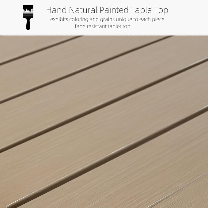 63" Brush Paint Rectangle Outdoor Patio Dining Table with 29" High Top | Brush Paint Table Top, 29" High Table Top, Adjustable Foot, 1.57"-1.9" Adjustable Umbrella Hole