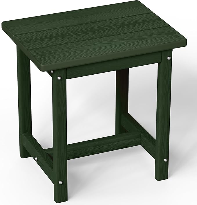 Outdoor Side Table – 17" HDPE Adirondack Side Tables, Sturdy Small Outdoor Porch Tables, Weather-Resistant & Easy Assembly Patio End Table for Garden, Balcony, Porch & Poolside (Green)