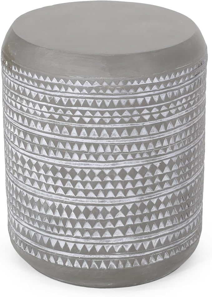 Outdoor Concrete Side Table, Light Grey