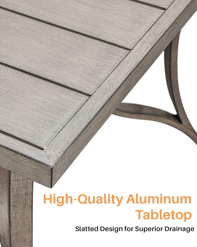 Patio Dining Table for 8, Never Rusts Aluminum Outdoor Dining Table, 84" x 38.6" Rectangular Patio Table for Outside, Outdoor Patio Table for Deck, Garden Poolside, Limed Oak