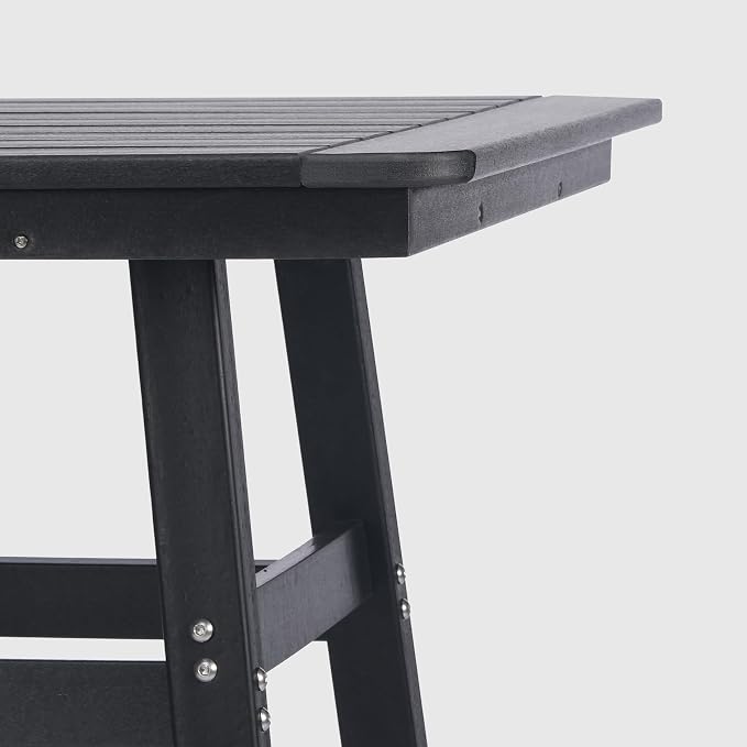 WestinTrends Malibu Square Outdoor Patio Counter High Bistro Bar Table with Umbrella Hole 37" Tall, Black
