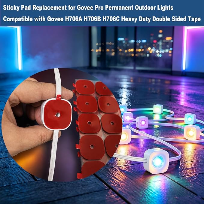 Sticky Pad Replacement for Govee Pro Permanent Outdoor Lights Compatible with Govee H706A H706B H706C Heavy Duty Double Sided Tape(20 Pcs)