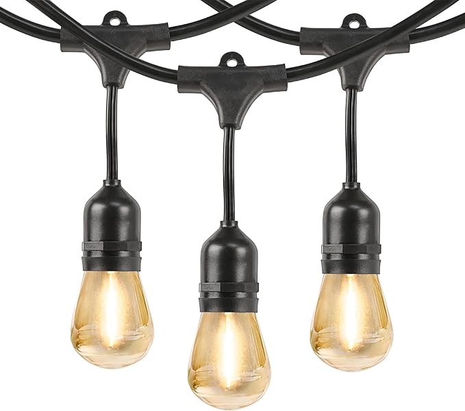 Feit Electric LED Solar Powered String Lights, Dusk-to-Dawn Sensor, 20ft Shatter Resistant Outdoor String Lights, Linkable, 2700K Warm White, 15,000-Hour Lifetime, SL20-10/SOL/V1, 11 Bulbs Included