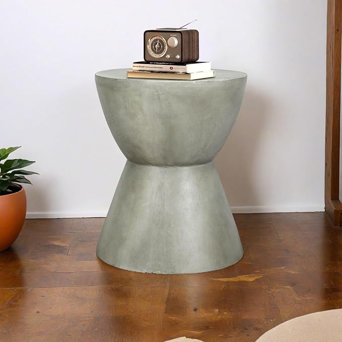 18.3" H Simplicity End Table for Garden - Modern Side Table Adding a Perfect Match for Indoor & Outdoor - Decor Concrete Table for Living Room or Bedroom